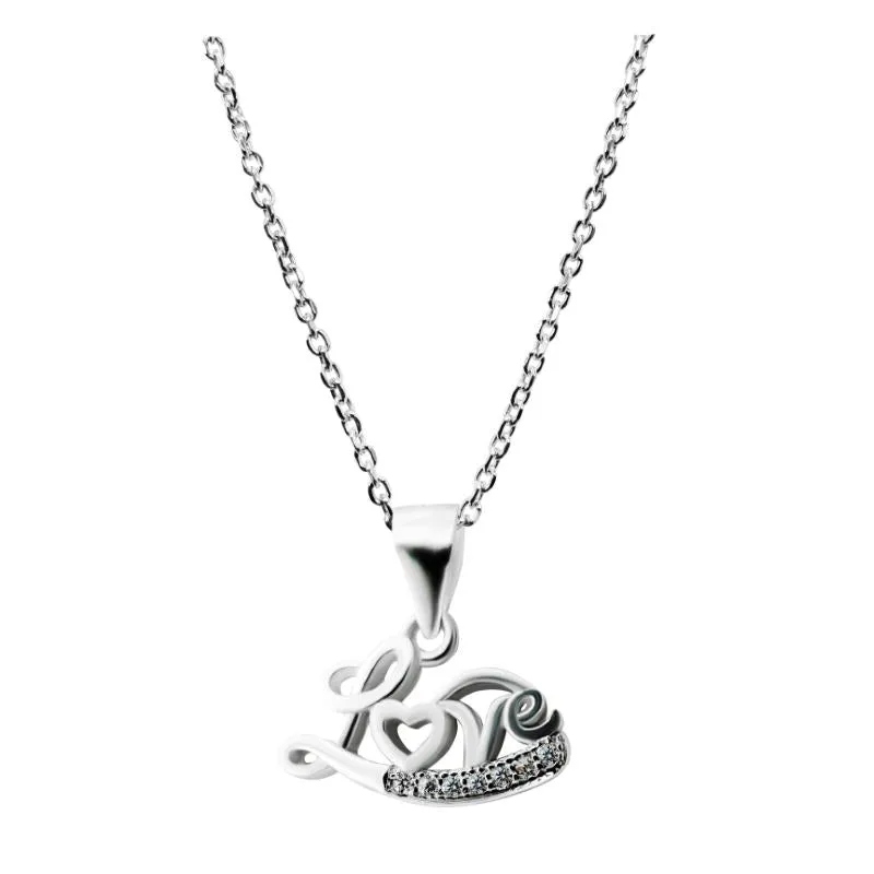Silver Love pendant with Link Chain