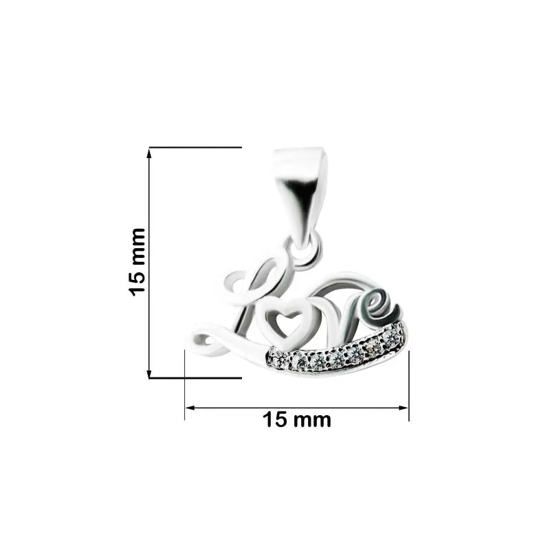 Silver Love pendant with Link Chain