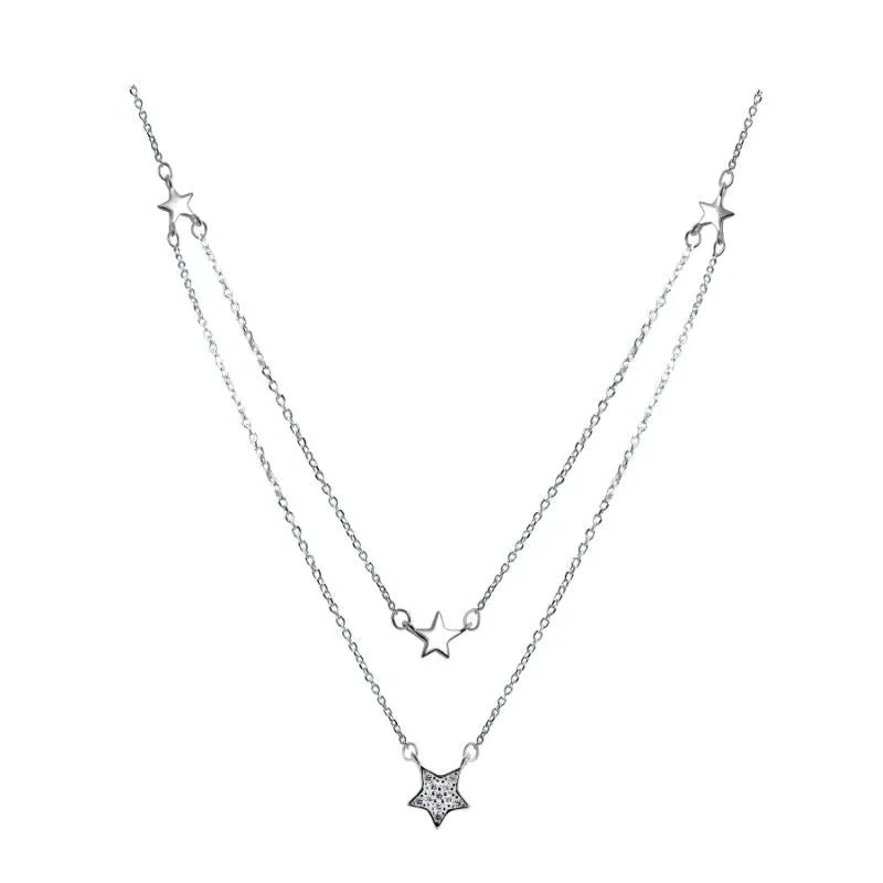 Silver Star Multi layer Necklace