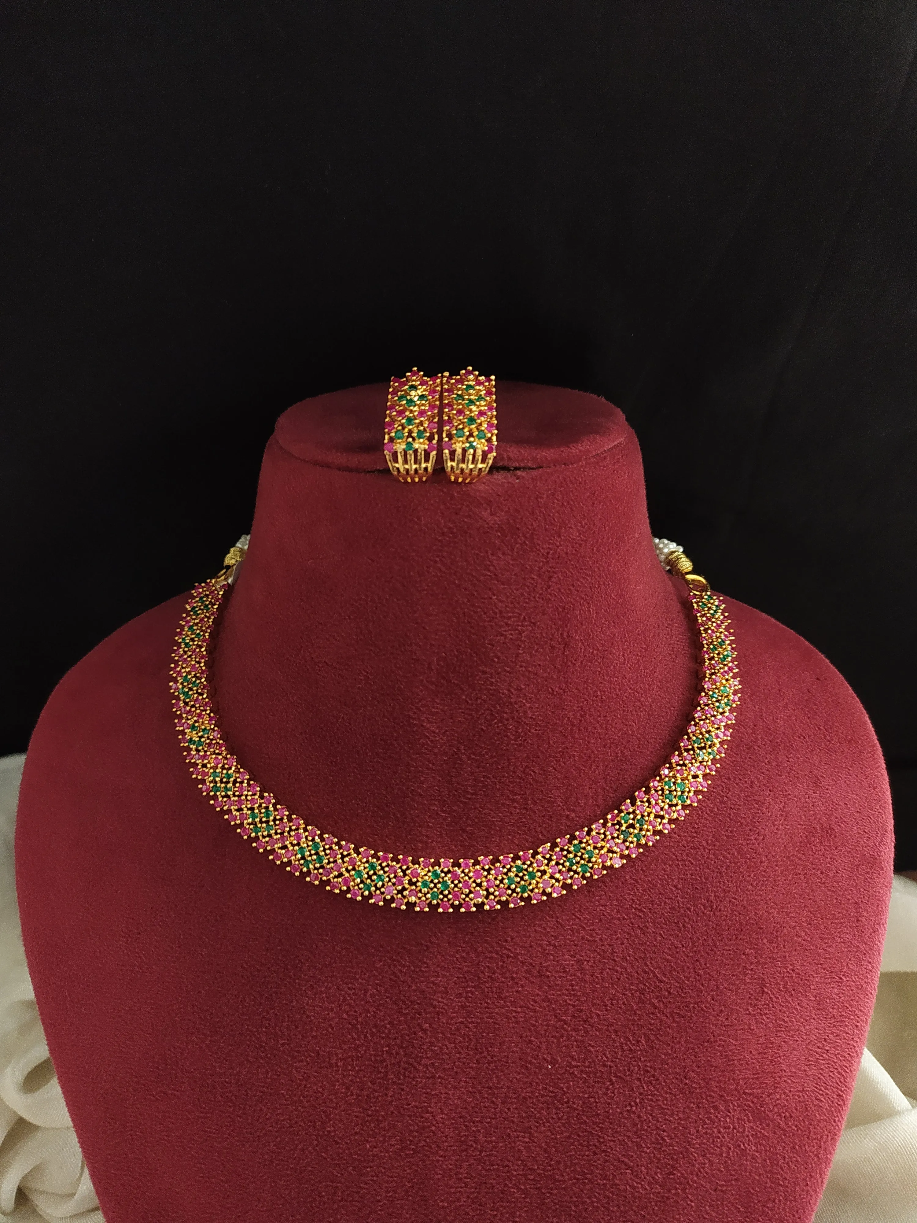 Sparkling Gold Plated Zircon Stones Necklace Set