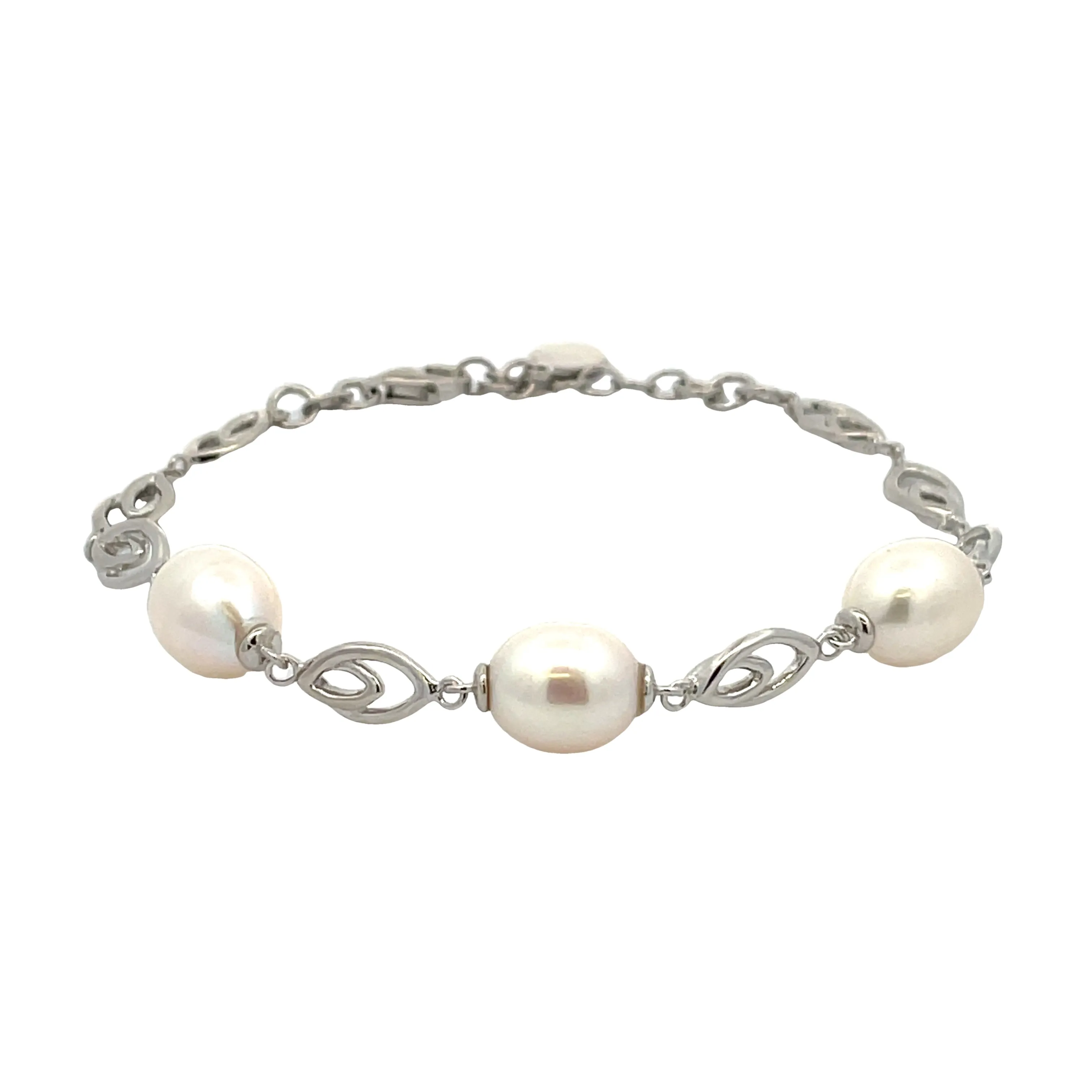 Sterling Silver White Freshwater Pearl Bracelet