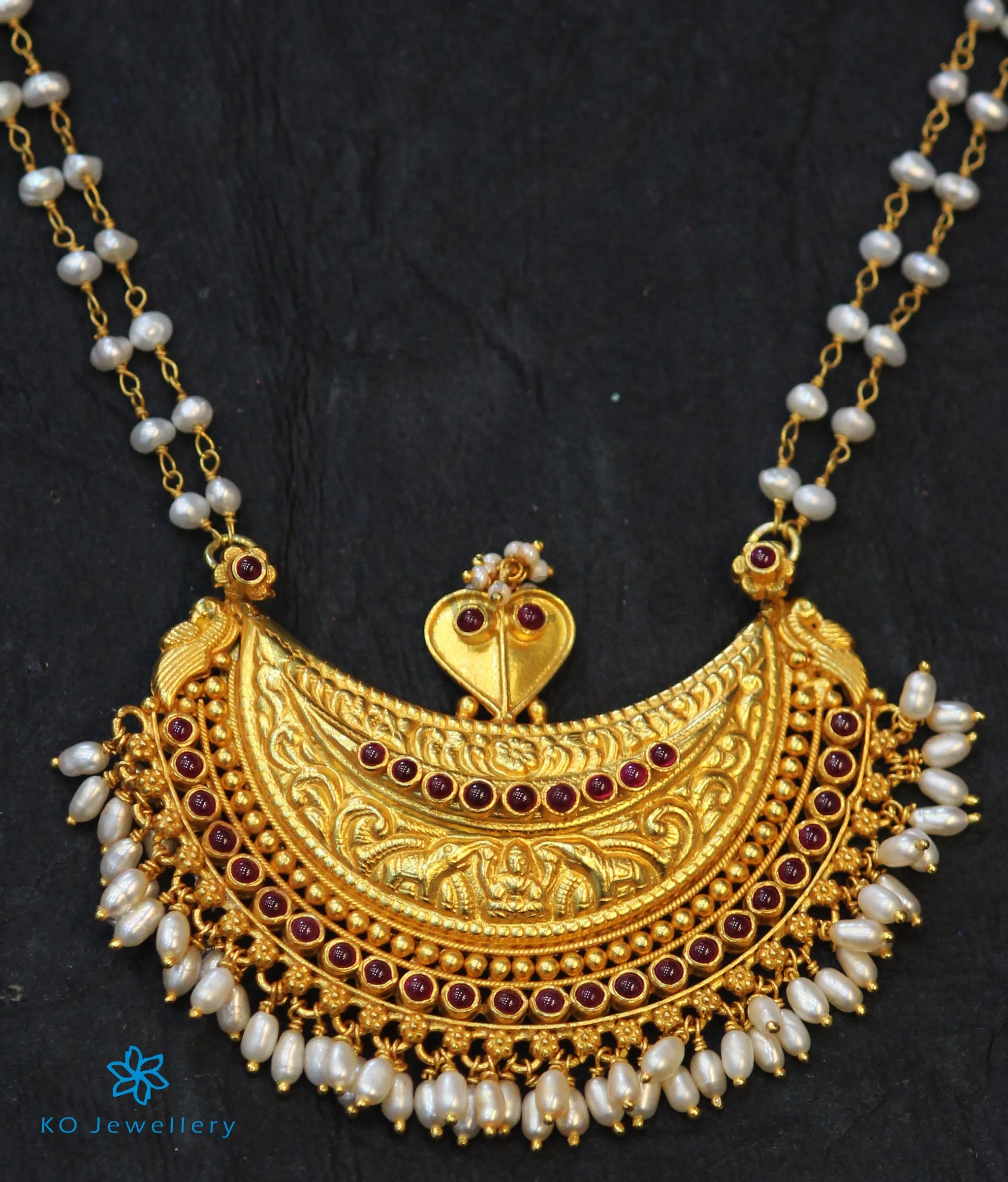 The Amodini Kodava Kokkethathi Silver Necklace (Pearl)