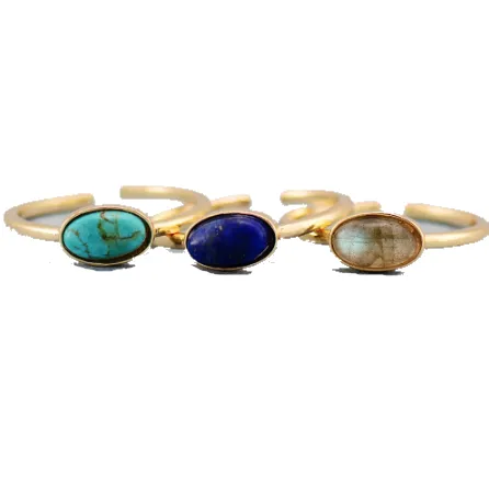 Trio de Bagues en Lapis Lazuli, Labradorite et Turquoise Pour Clarté Mentale, Protection et Expression Authentique