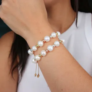Triple Tone X Pearls Bracelet