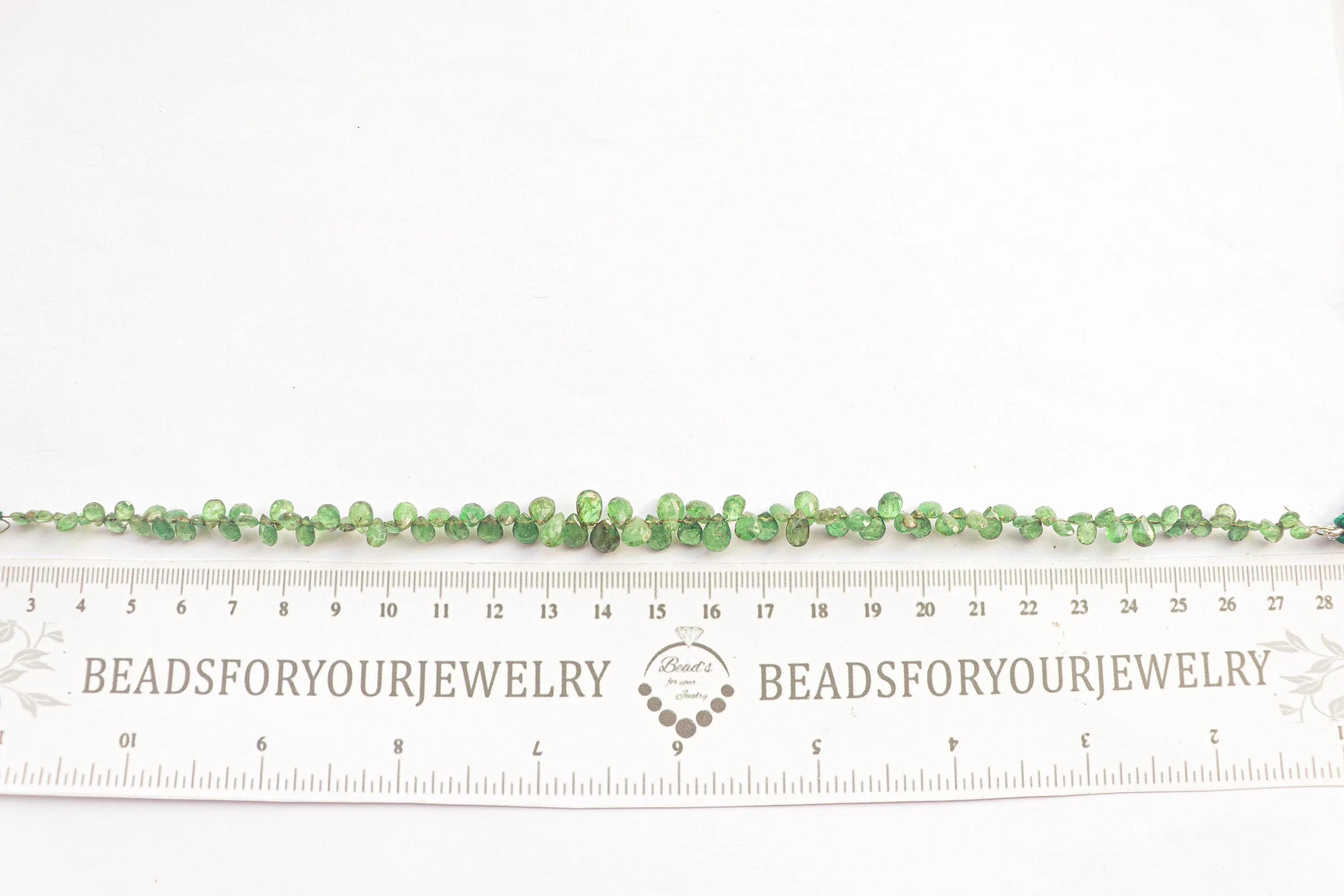 Tsavorite Briolette Faceted Pear Shape | 3x5mm to 6x8mm | 70-80-90 Pieces String | Natural Tsavorite Garnet | Beadsforyourjewellery