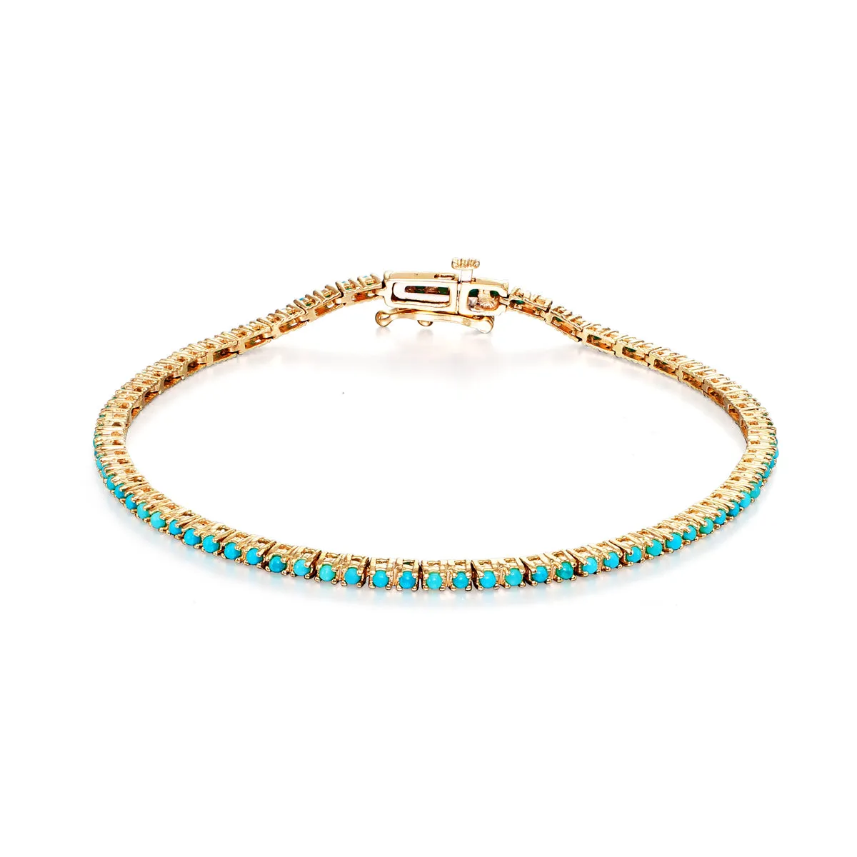 Turquoise & Gold Tennis Bracelet