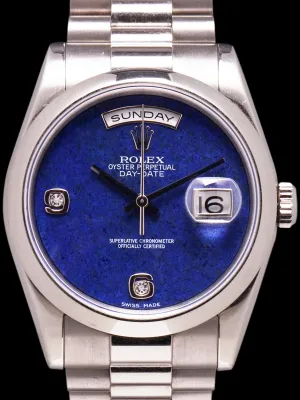 *Unpolished* 2010 Rolex Day-Date (Ref. 118209) 18k WG Lapis Dial W/ Box & Papers
