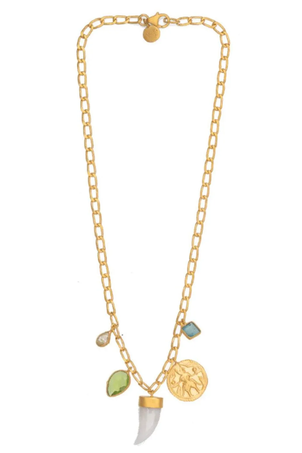 White Agate Horn Charm Necklace