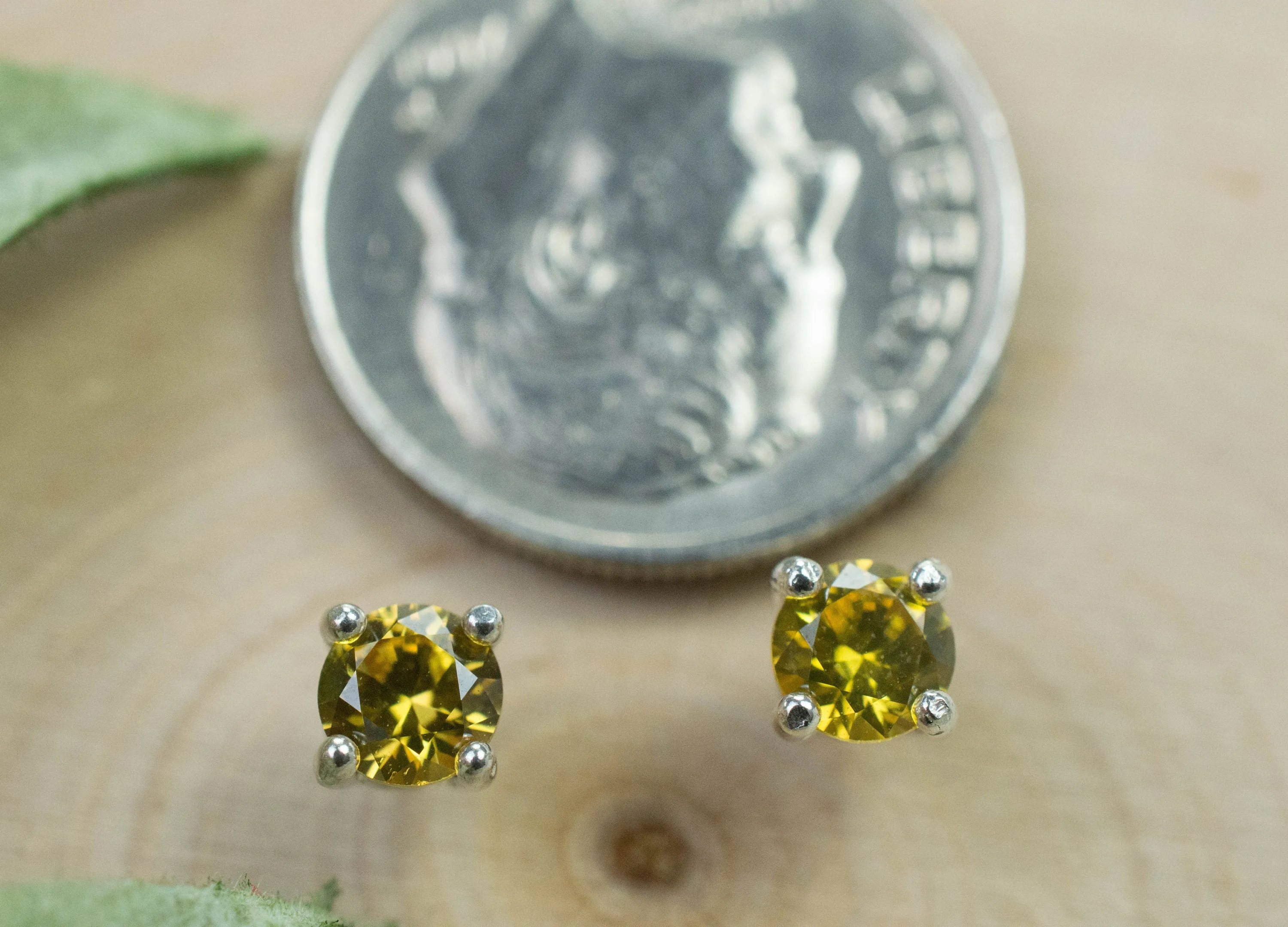 Yellow Zircon Earrings; Genuine Untreated Tanzania Zircon; 0.710cts