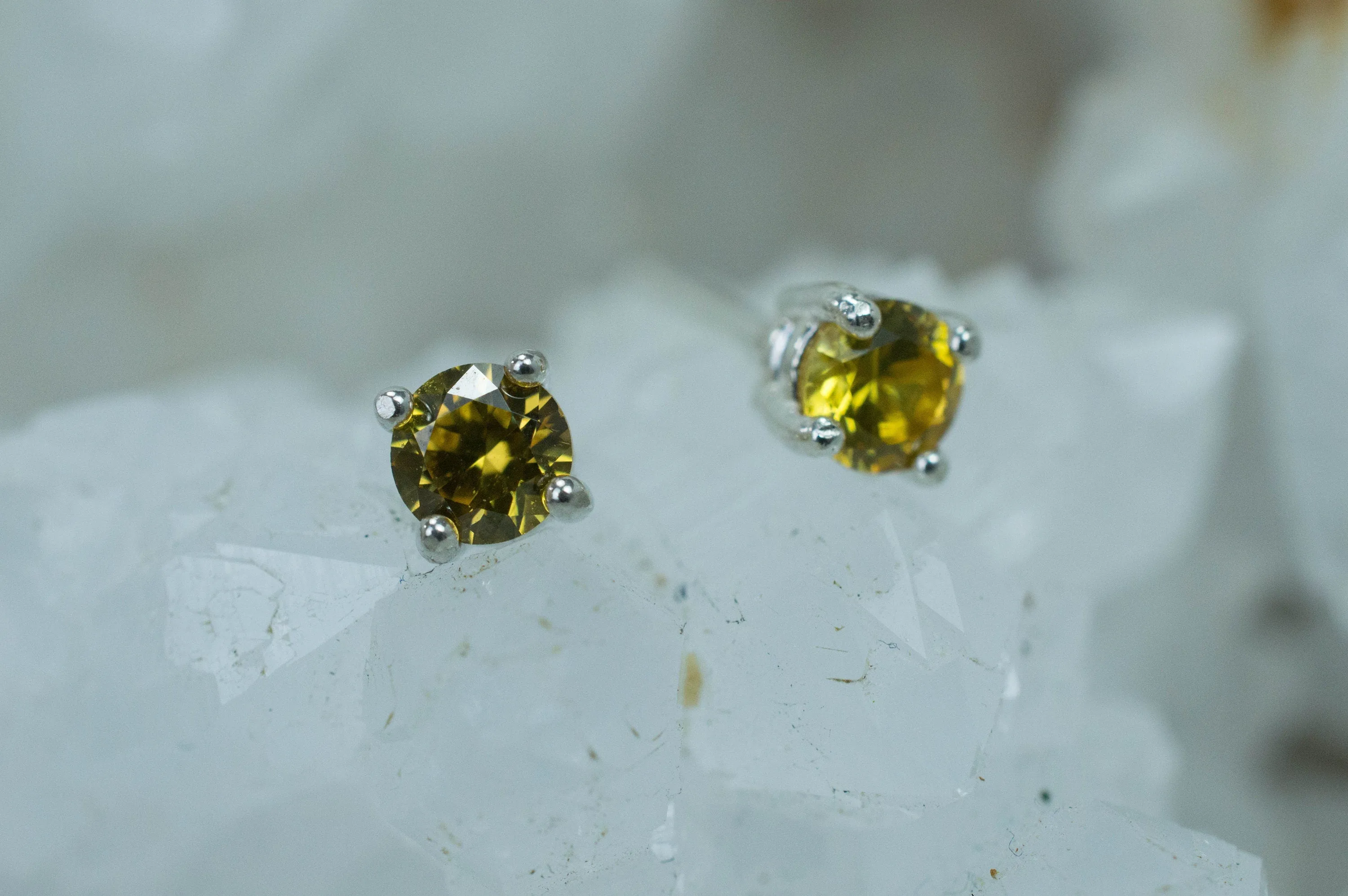 Yellow Zircon Earrings; Genuine Untreated Tanzania Zircon; 0.710cts