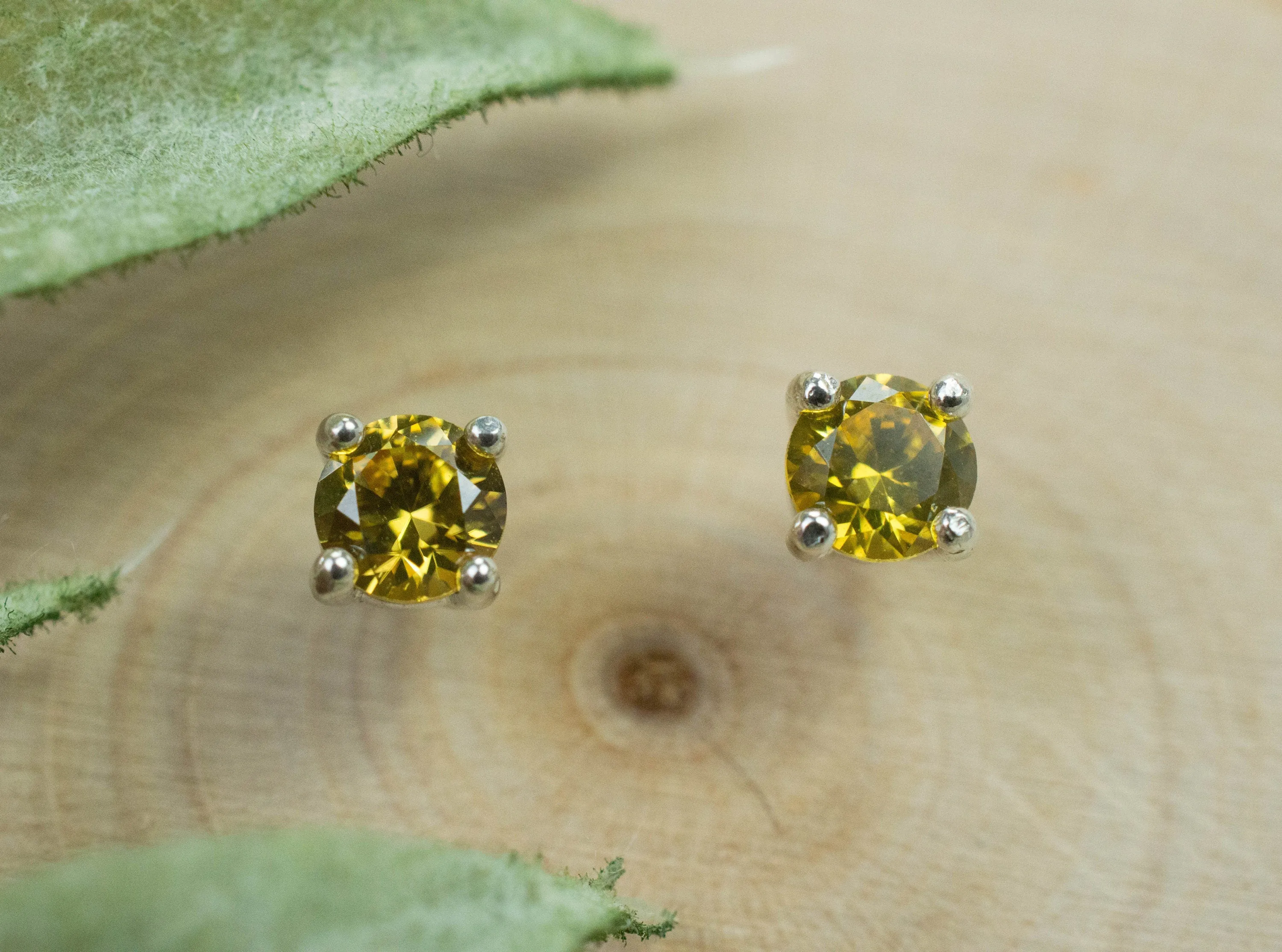 Yellow Zircon Earrings; Genuine Untreated Tanzania Zircon; 0.710cts