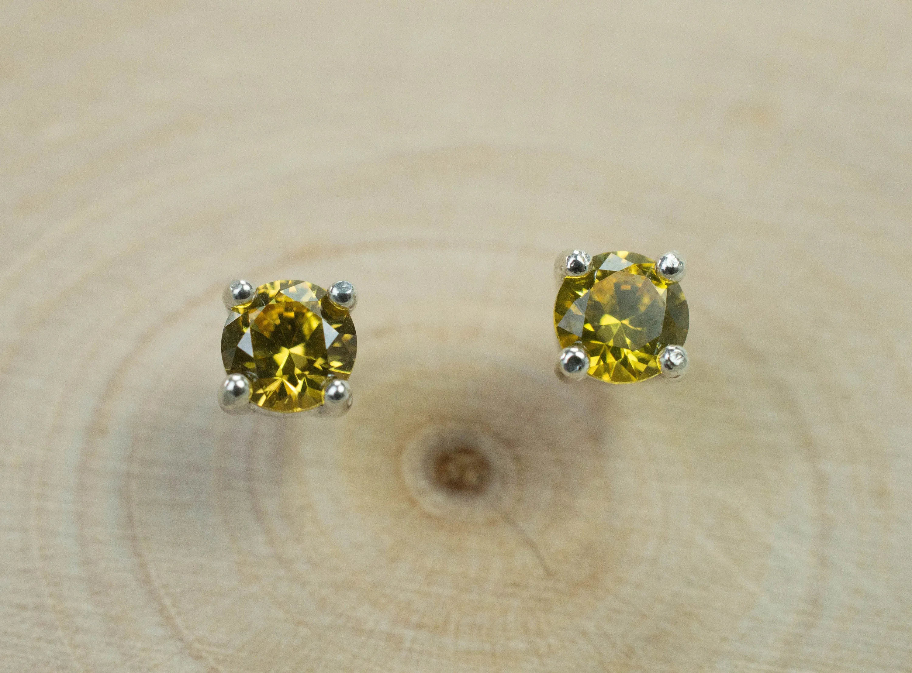 Yellow Zircon Earrings; Genuine Untreated Tanzania Zircon; 0.710cts