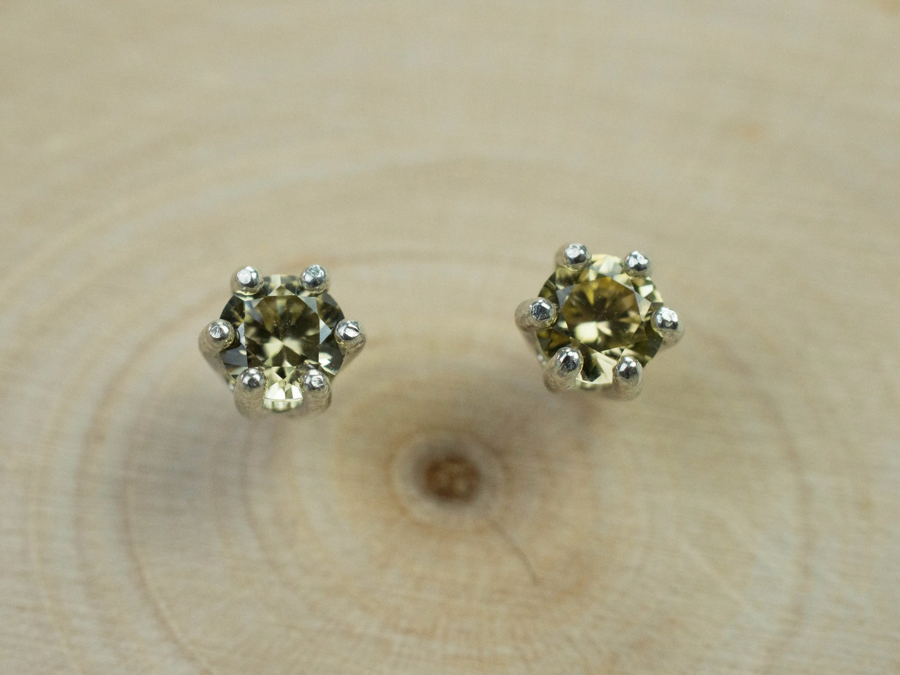 Yellow Zircon Earrings; Genuine Untreated Tanzania Zircon; 0.715cts