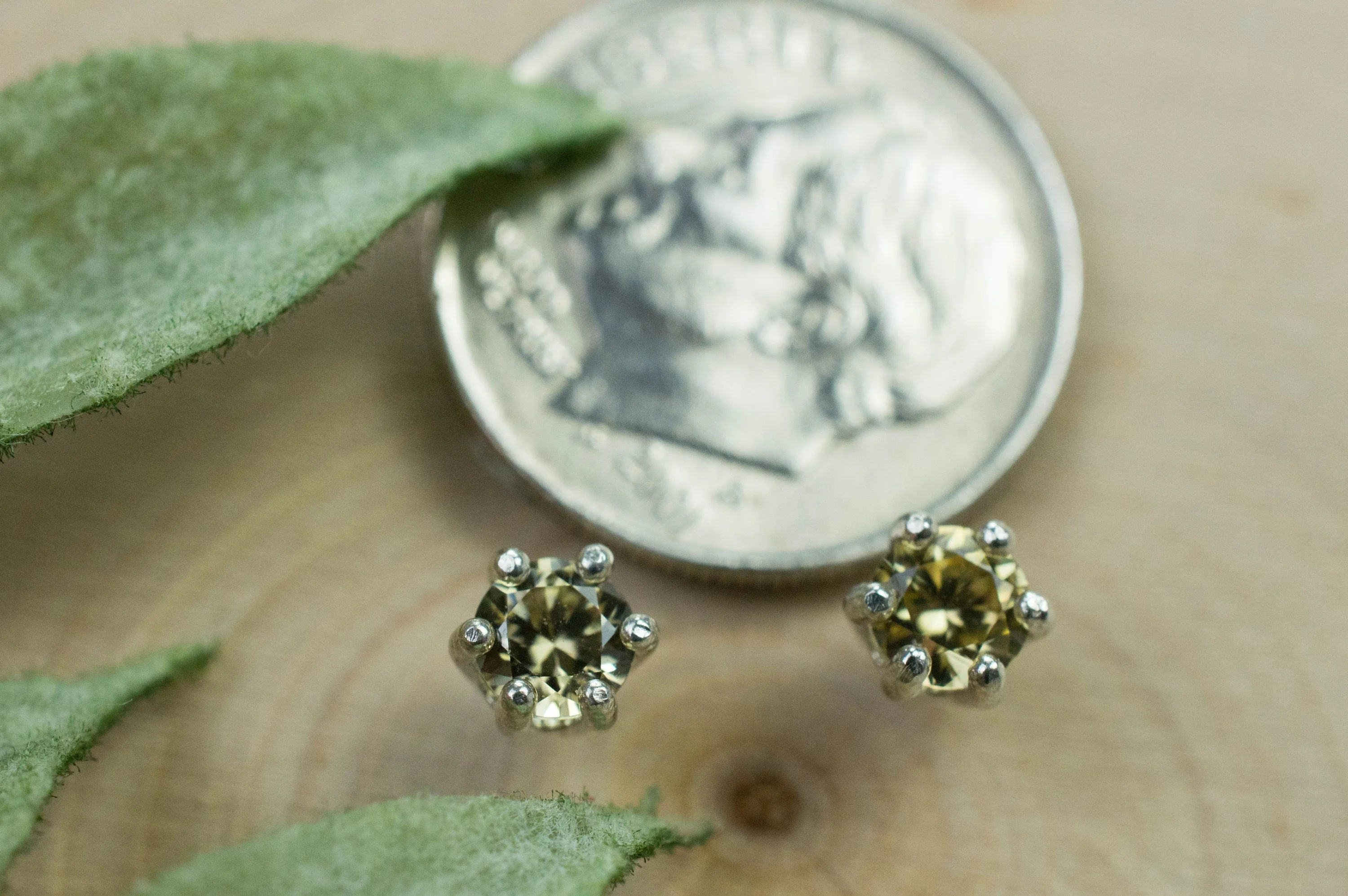 Yellow Zircon Earrings; Genuine Untreated Tanzania Zircon; 0.715cts