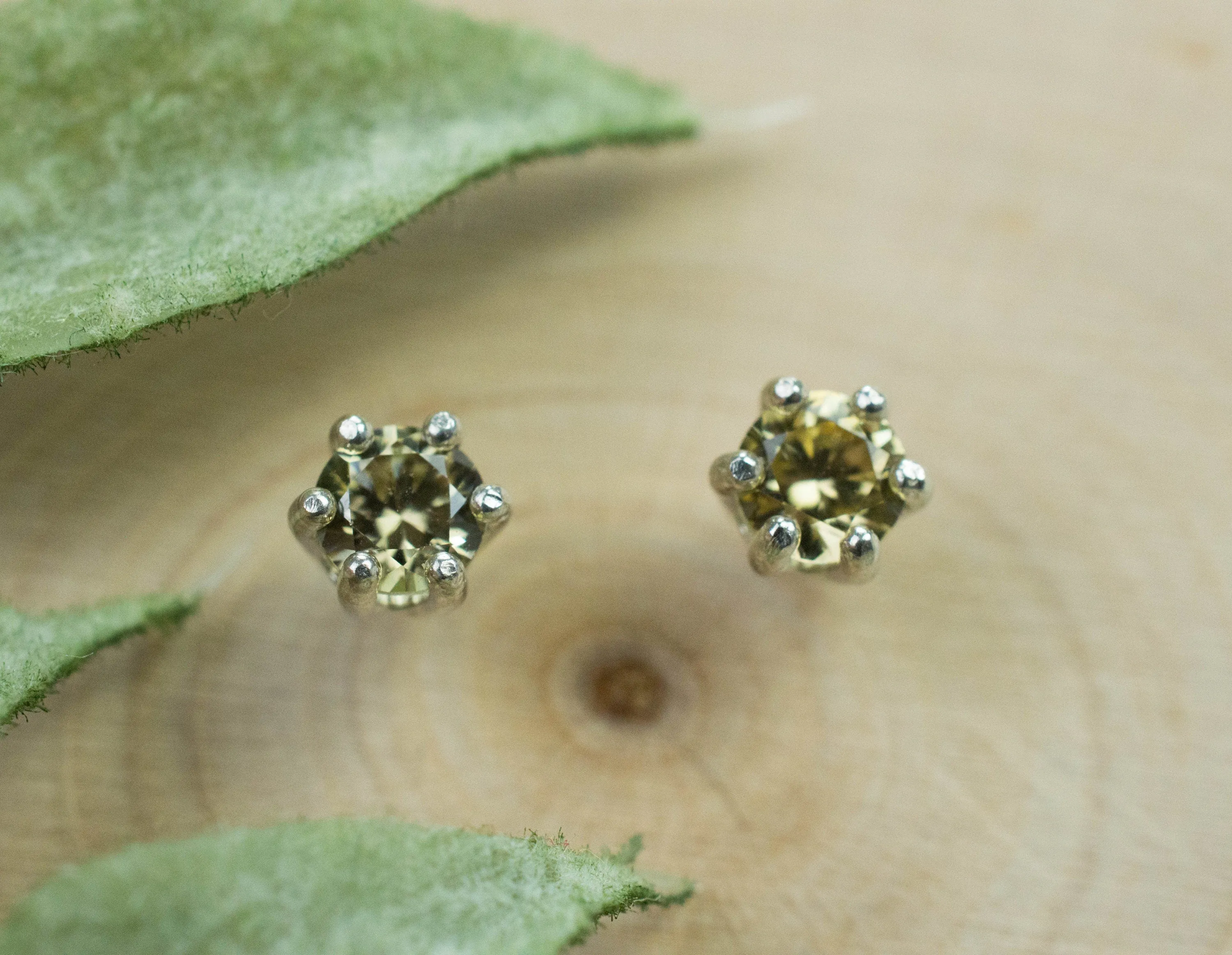 Yellow Zircon Earrings; Genuine Untreated Tanzania Zircon; 0.715cts