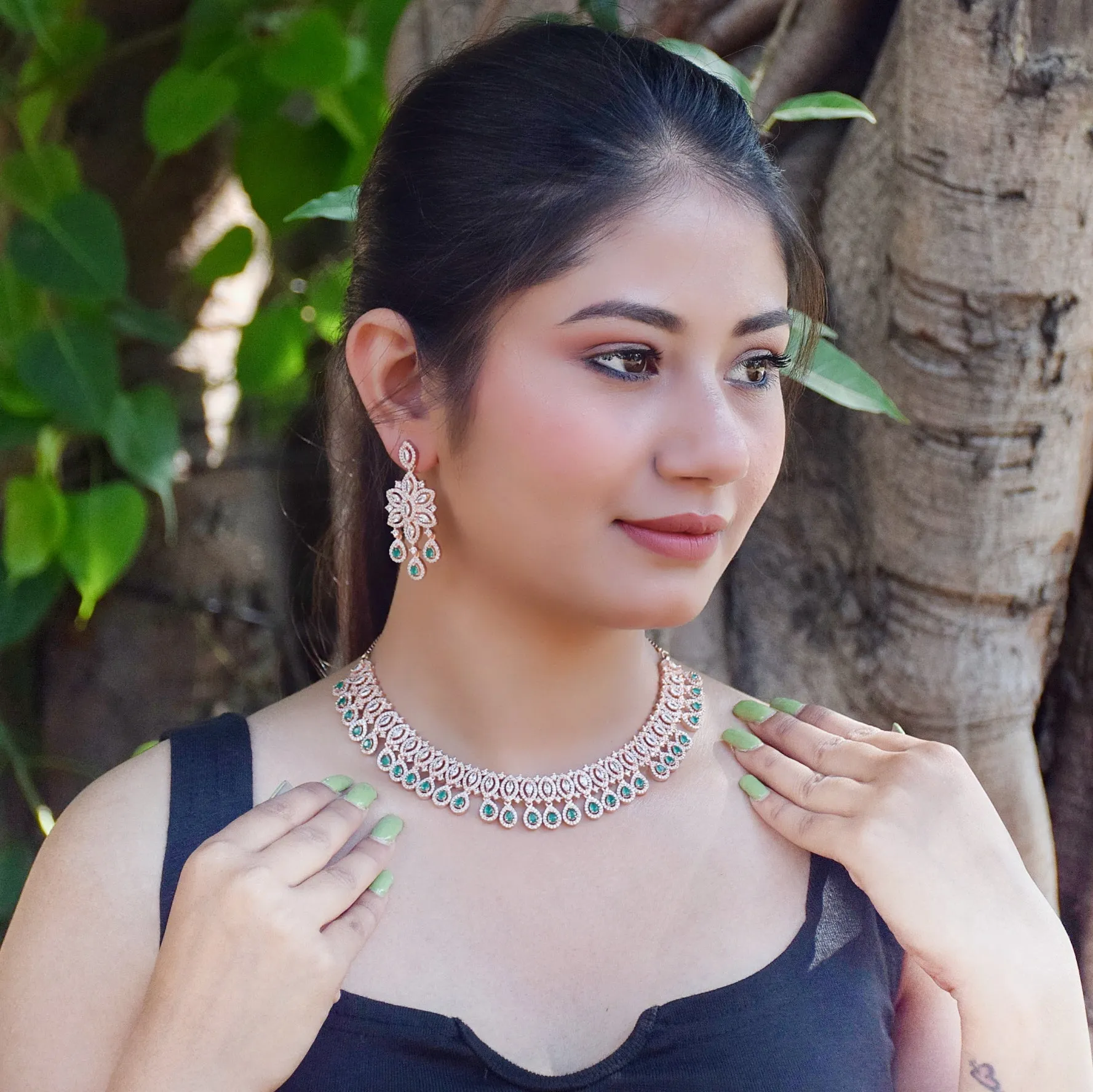 Zircon/AD Necklace Set 1186-69