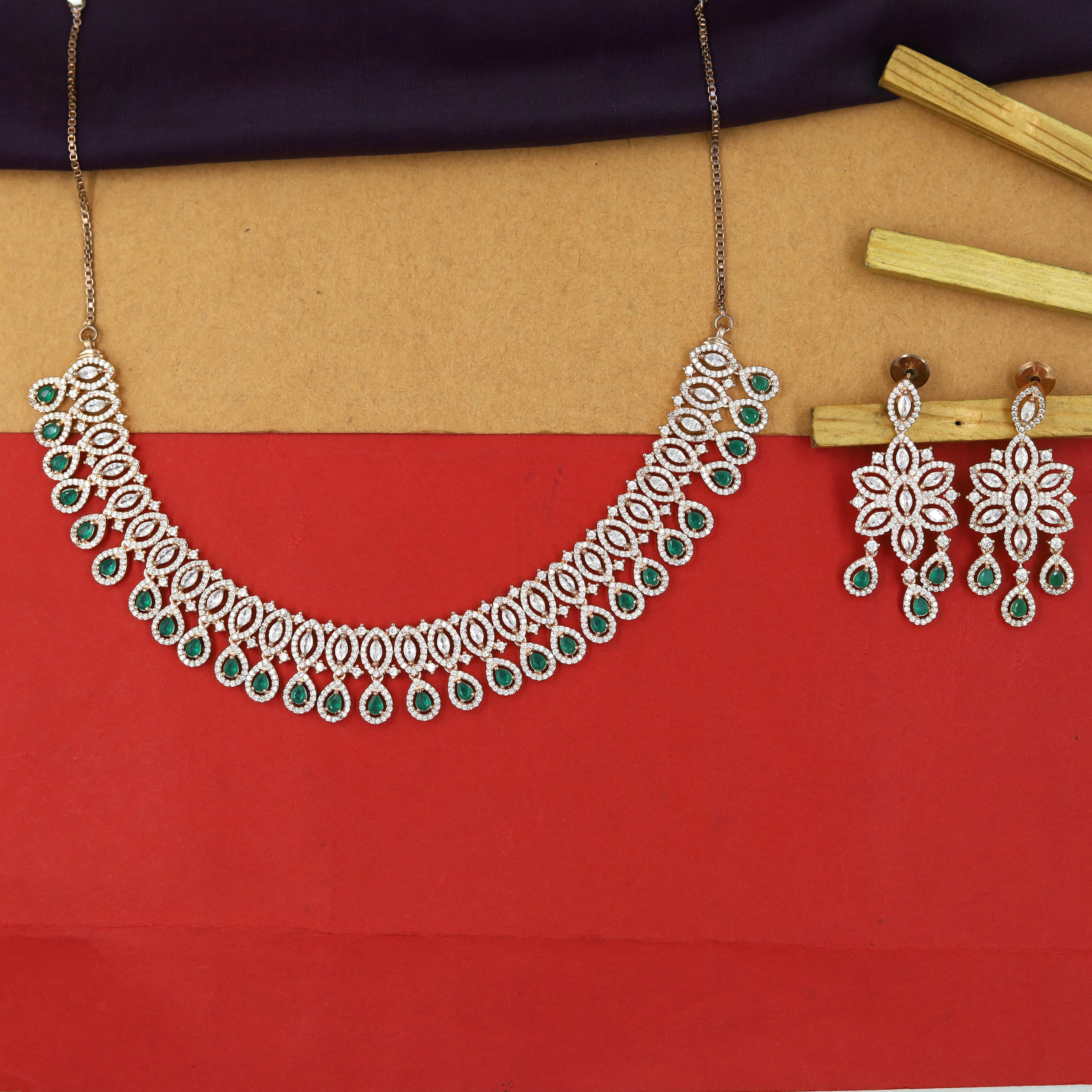 Zircon/AD Necklace Set 1186-69